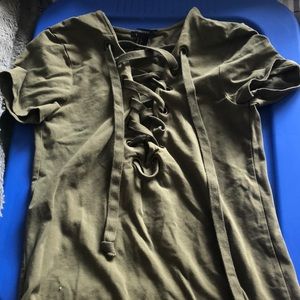 Army green fitted tie top